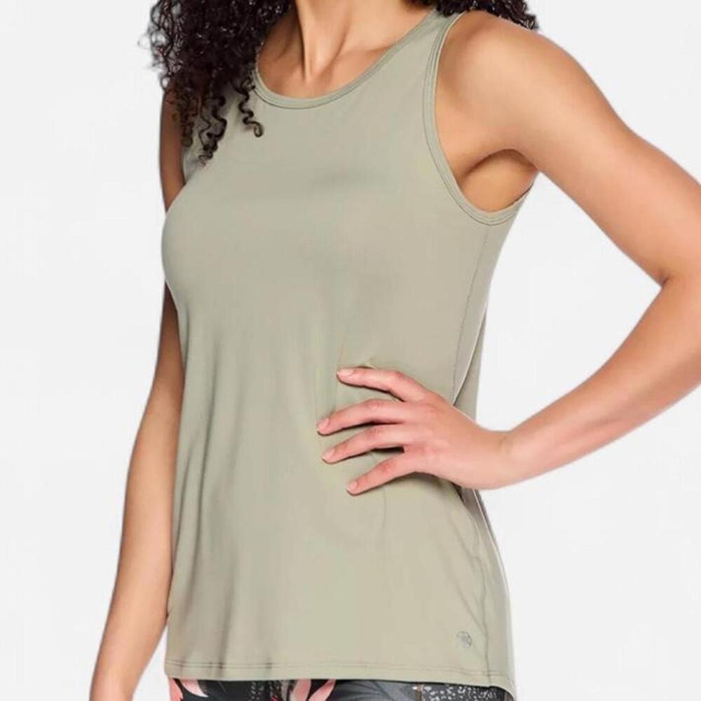 Gaiam Relax Tank Women XL Olive Green Yoga Athleisure Workout Pilates Minimal